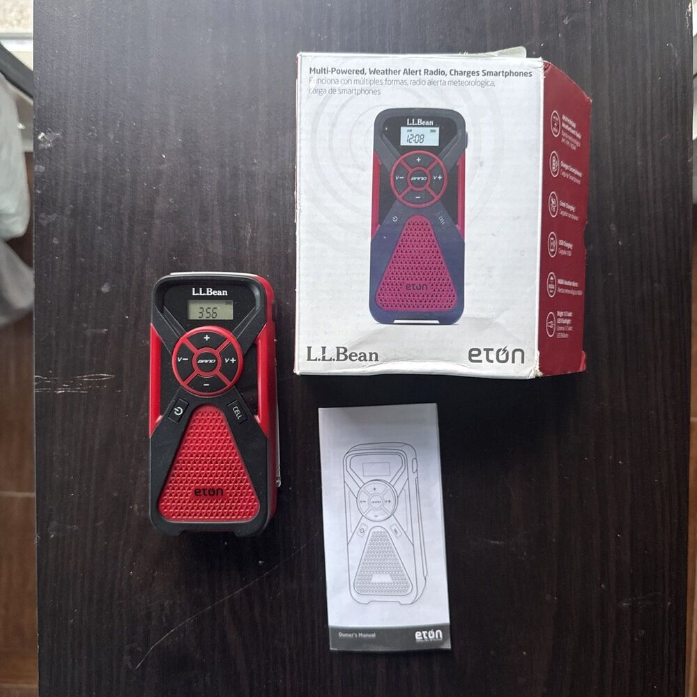 New L.L. Bean/Eton FR1 Mini Emergency Radio/NOAA Weather Alert ~ Red